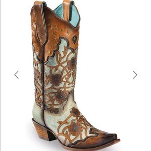 Corral Ld Mint/Maple flowers overlay boots